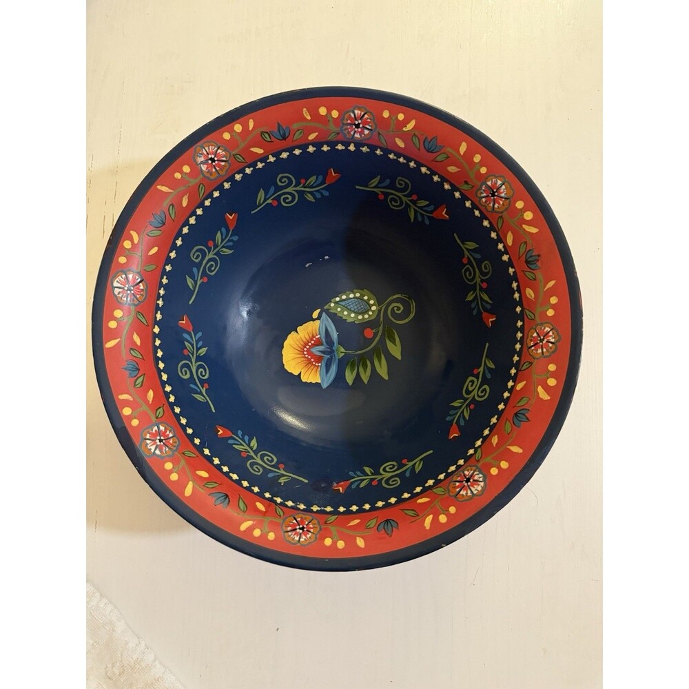 Vera Bradley My Home Hand Painted Floral Bowl Andrea by Sadek Clay Heavy Nice!